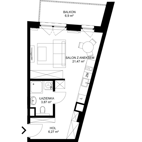 Plan 1 pok. 32m²