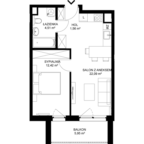 Plan 2 pok. 41m²