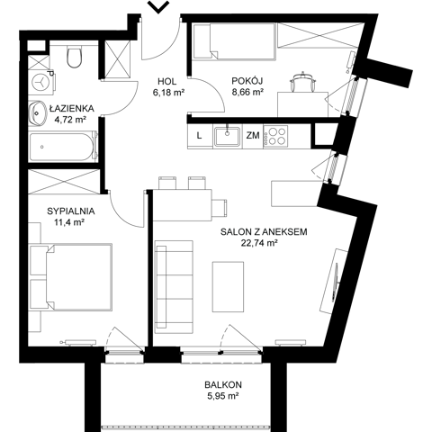 Plan 3 pok. 54m²