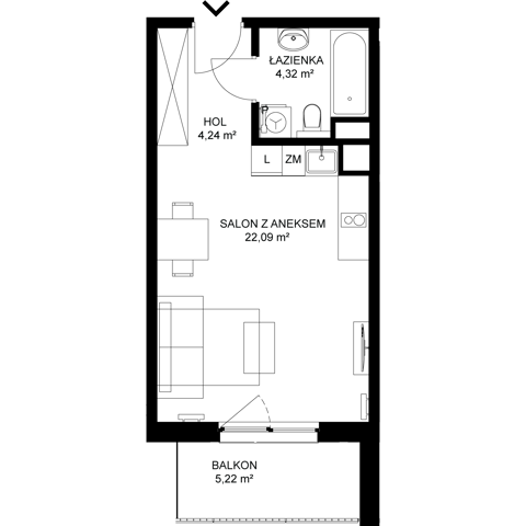 Plan 1 pok. 31m²