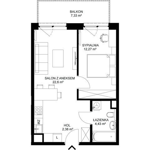 Plan 2 pok. 42m²