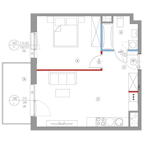 Plan 2 pok. 45m²