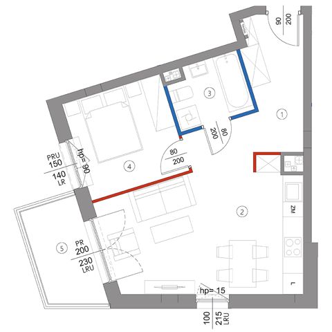 Plan 2 pok. 43m²