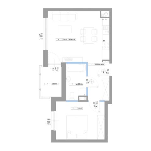 Plan 2 pok. 44m²