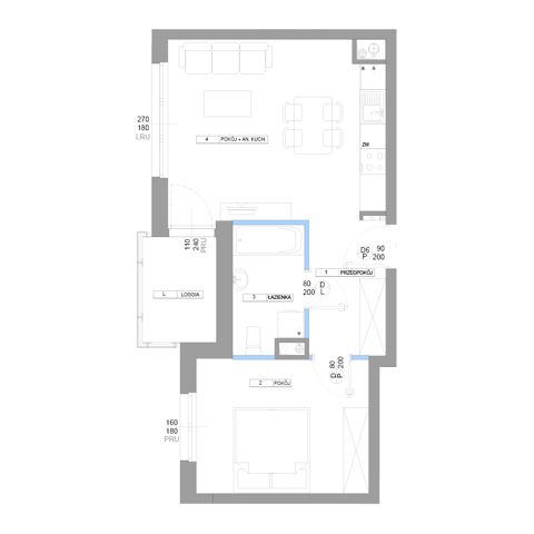 Plan 2 pok. 44m²