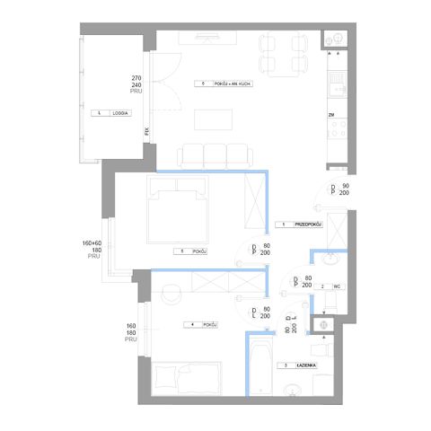 Plan 3 pok. 60m²