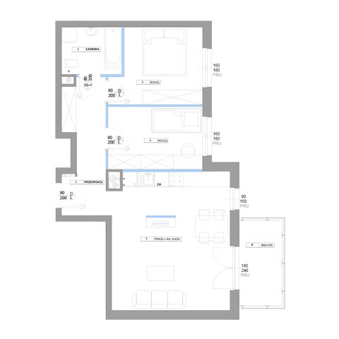 Plan 3 pok. 62m²