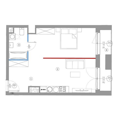 Plan 1 pok. 47m²