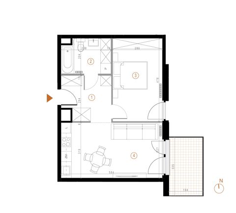 Plan 2 pok. 45m²