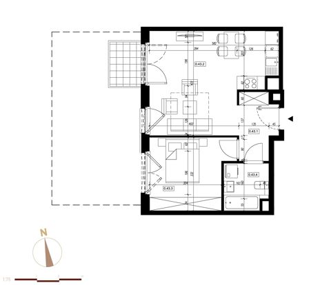 Plan 2 pok. 43m²