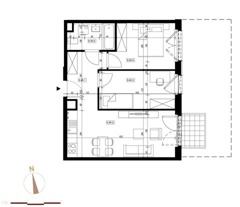 Plan 3 pok. 50m²
