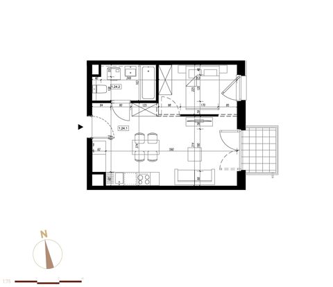 Plan 1 pok. 34m²