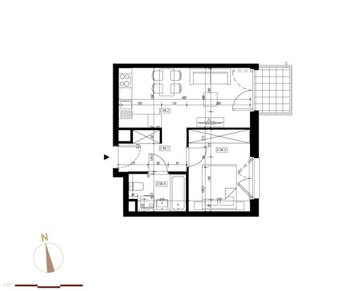 Plan 2 pok. 34m²