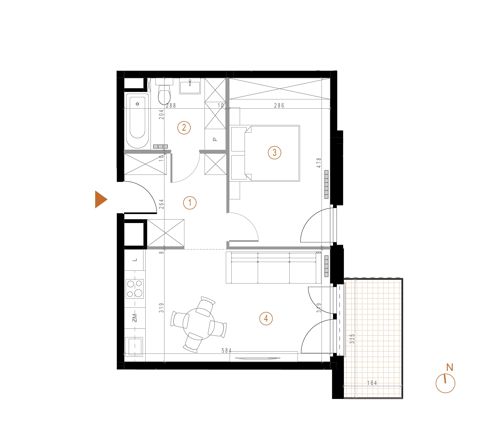 Plan 2 pok. 45m²