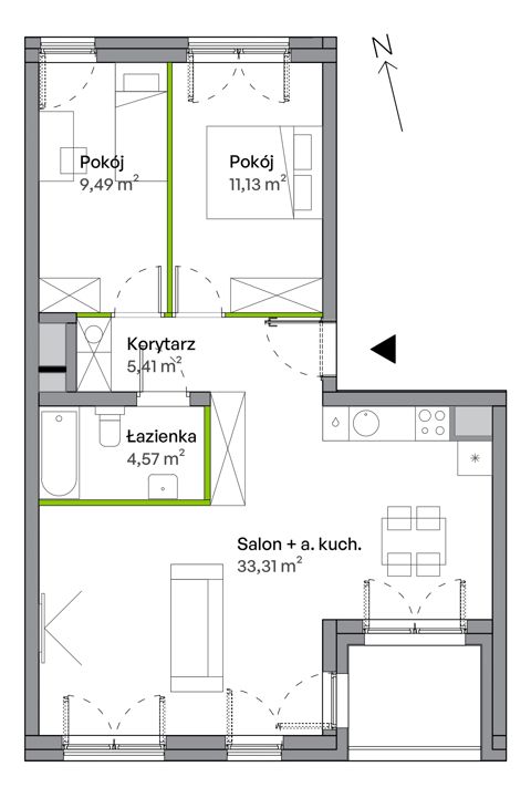 Plan 3 pok. 64m²