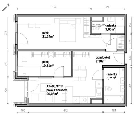 Plan 3 pok. 63m²