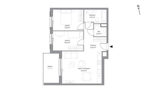 Plan 3 pok. 60m²