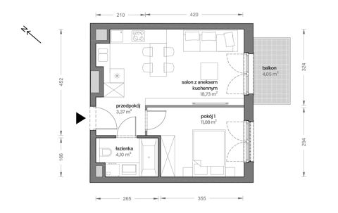 Plan 2 pok. 37m²