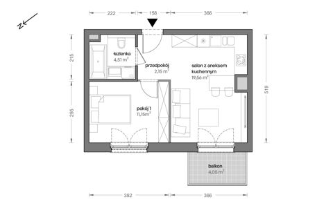 Plan 2 pok. 37m²