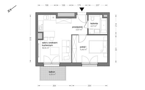 Plan 2 pok. 37m²