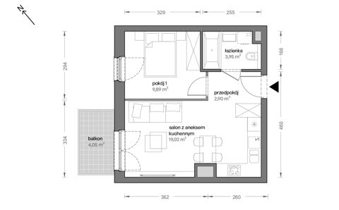 Plan 2 pok. 36m²