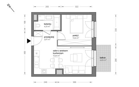 Plan 2 pok. 37m²