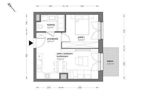 Plan 2 pok. 37m²