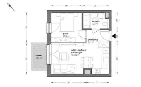 Plan 2 pok. 36m²