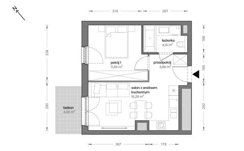 Plan 2 pok. 35m²