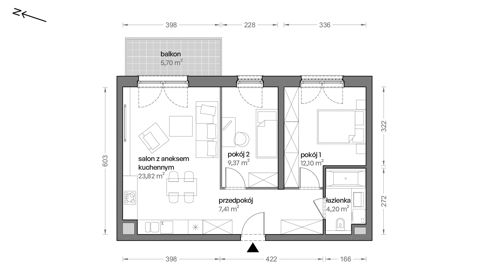 Plan 3 pok. 57m²