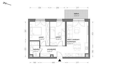 Plan 3 pok. 57m²