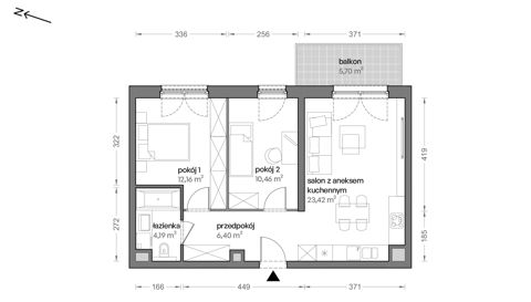 Plan 3 pok. 57m²