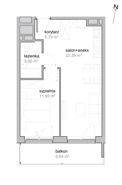 Plan 2 pok. 44m²