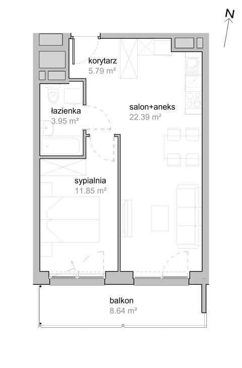 Plan 2 pok. 44m²
