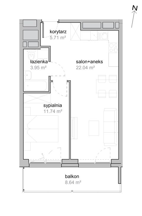 Plan 2 pok. 43m²
