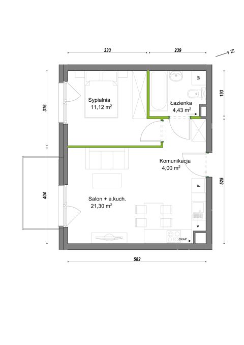 Plan 2 pok. 41m²