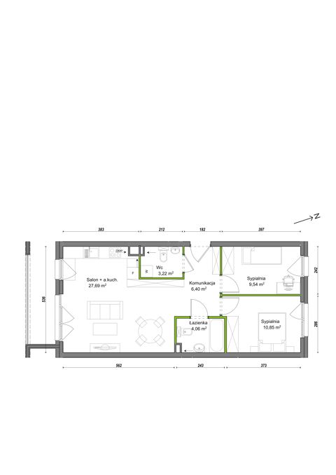 Plan 3 pok. 62m²