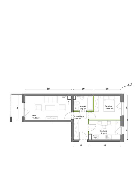 Plan 2 pok. 48m²