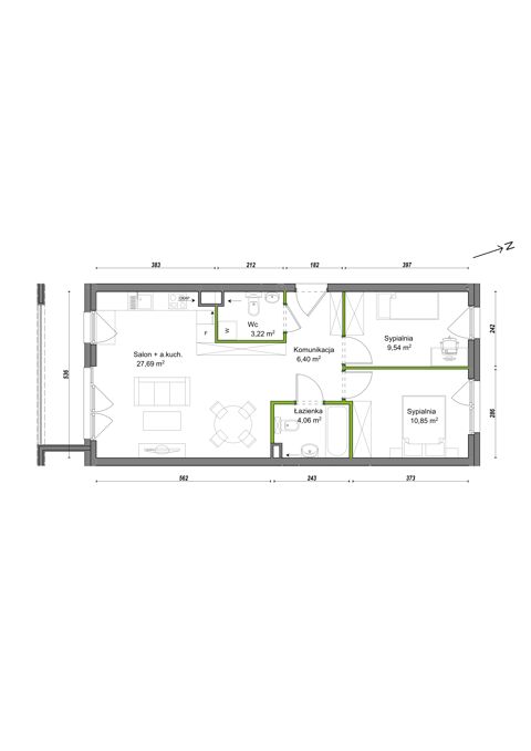 Plan 3 pok. 62m²