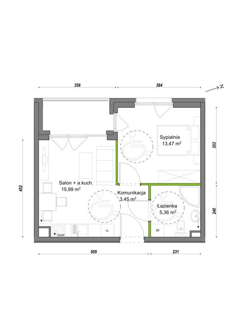 Plan 2 pok. 38m²