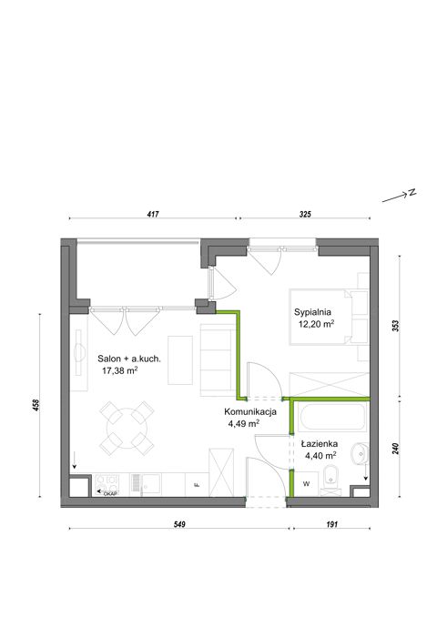 Plan 2 pok. 38m²