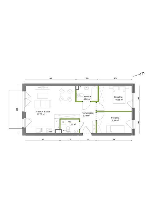 Plan 3 pok. 62m²