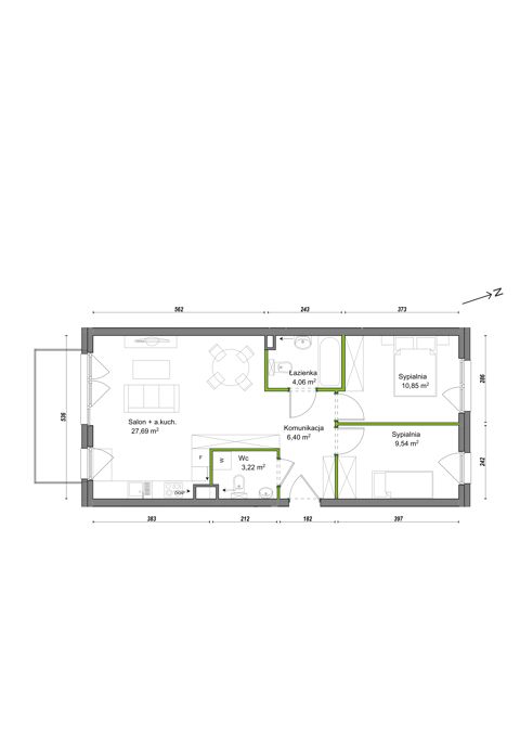 Plan 3 pok. 62m²