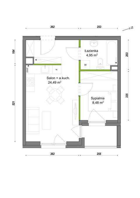 Plan 2 pok. 38m²