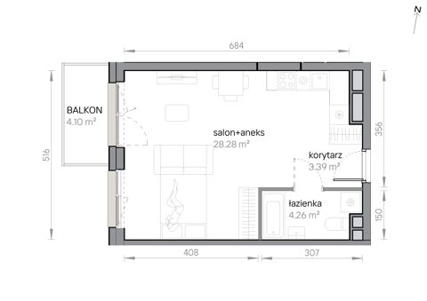 Plan 1 pok. 36m²