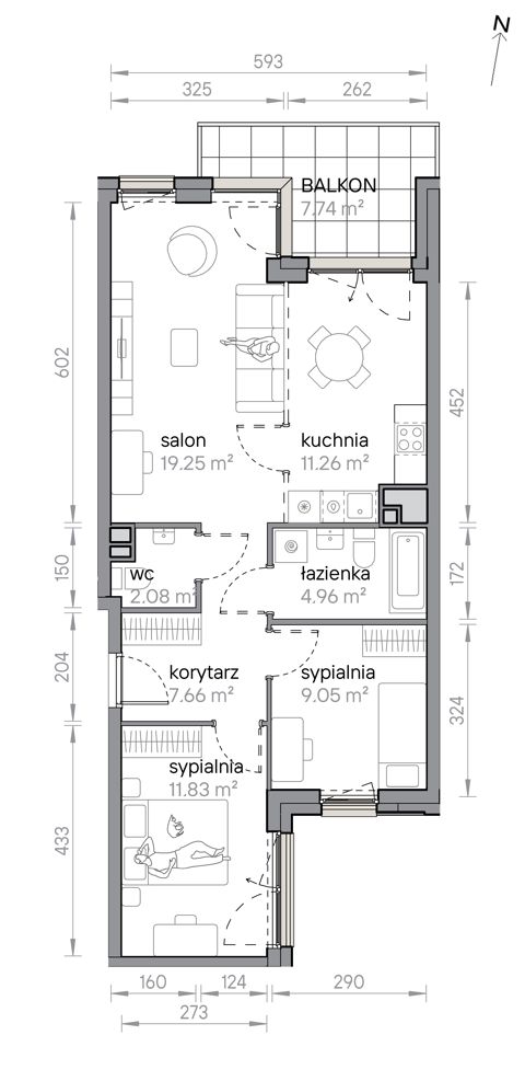 Plan 3 pok. 66m²