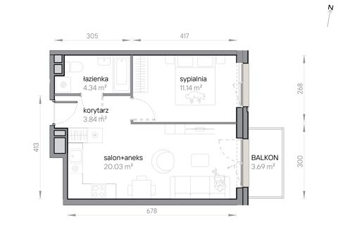 Plan 2 pok. 39m²