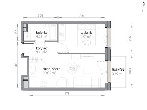 Plan 2 pok. 39m²