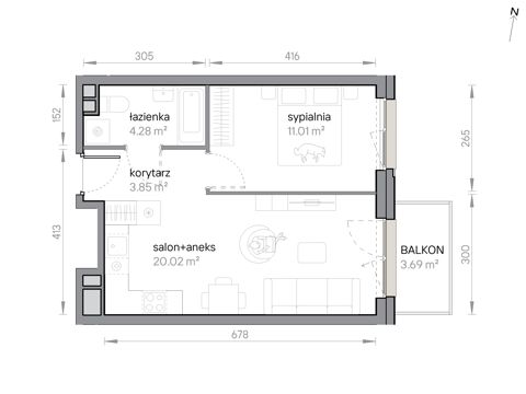 Plan 2 pok. 39m²