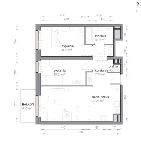 Plan 3 pok. 58m²